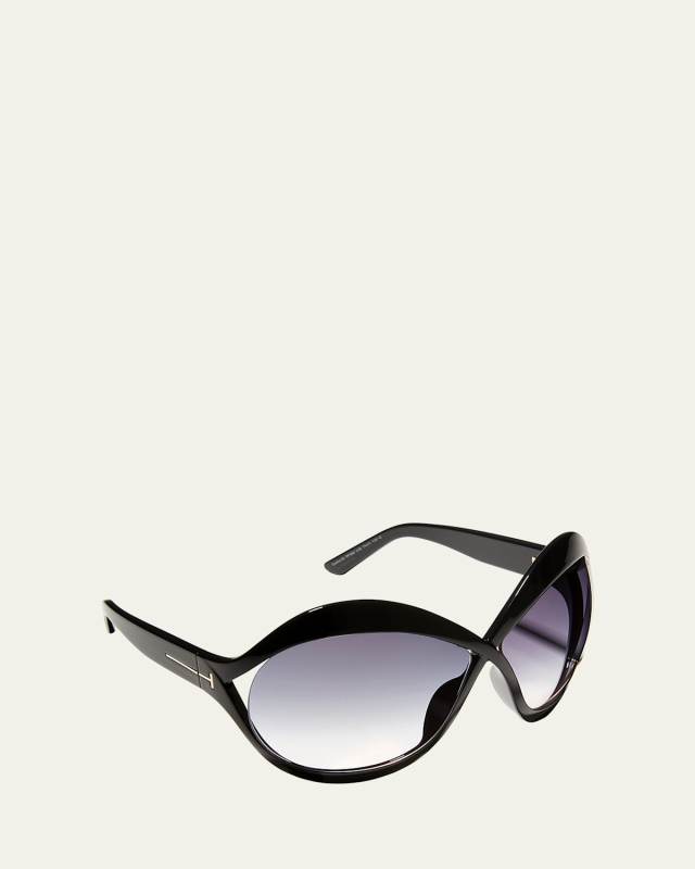 Carine Cross-Bridge Acetate Butterfly Sunglasses